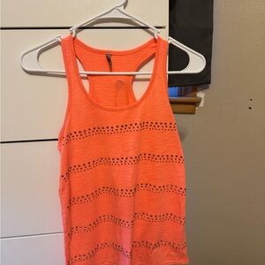 Vanity Bright Coral Racerback Tank with Studded Stripes